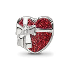 Reflections 925 Sterling Silver Rhodium Plated Red Enameled Heart Bead 10 x 10 mm