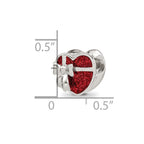 Reflections 925 Sterling Silver Rhodium Plated Red Enameled Heart Bead 10 x 10 mm