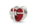 Reflections 925 Sterling Silver Rhodium Plated Red Enameled Heart Bead 10 x 10 mm