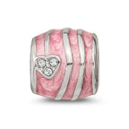 Reflections 925 Sterling Silver Pink Enameled Crystal Hearts Bead 10 x 10 mm