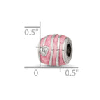 Reflections 925 Sterling Silver Pink Enameled Crystal Hearts Bead 10 x 10 mm