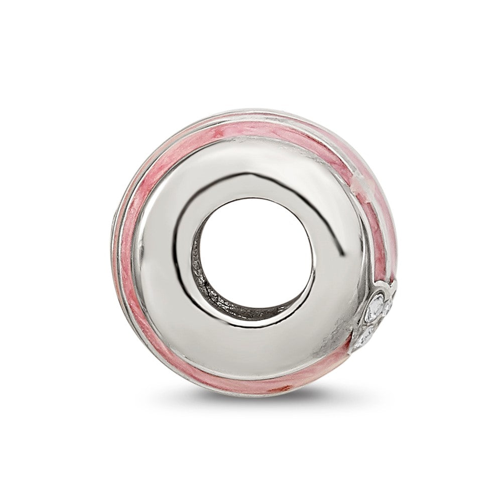Reflections 925 Sterling Silver Pink Enameled Crystal Hearts Bead 10 x 10 mm