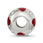 Reflections 925 Sterling Silver Red Enameled Crystal Hearts Bead 12 x 11 mm