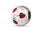 Reflections 925 Sterling Silver Red Enameled Crystal Hearts Bead 12 x 11 mm
