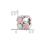 Reflections 925 Sterling Silver Pink Enamel Crystal Hearts Bead 10 x 10 mm