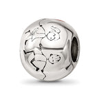 Reflections 925 Sterling Silver Rhodium Plated Black and Red Enamel I LOVE U Bead 10 x 10 mm