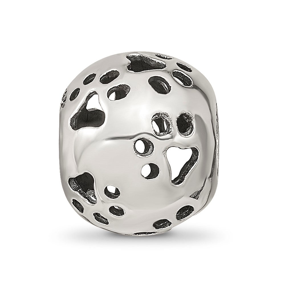 Reflections 925 Sterling Silver Cutout Paw Prints Bead 11 x 10 mm
