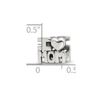 Reflections 925 Sterling Silver I HEART MOM Bead 8 x 9 mm