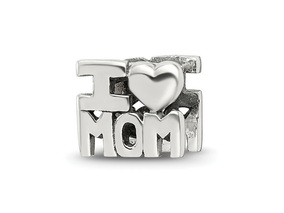 Reflections 925 Sterling Silver I HEART MOM Bead 8 x 9 mm