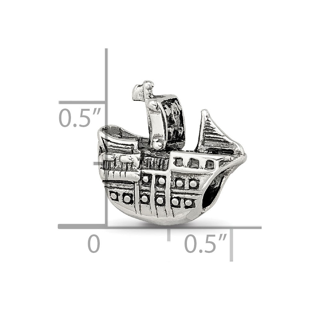 Reflections 925 Sterling Silver Pirate Ship Bead 14 x 14 mm