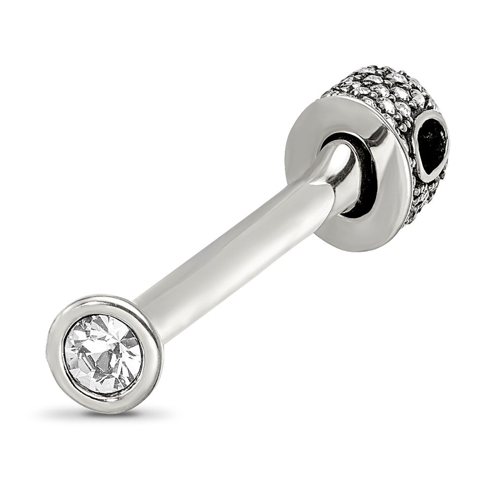 Reflections 925 Sterling Silver Clear Crystal Top Bead 41 x 5 mm.