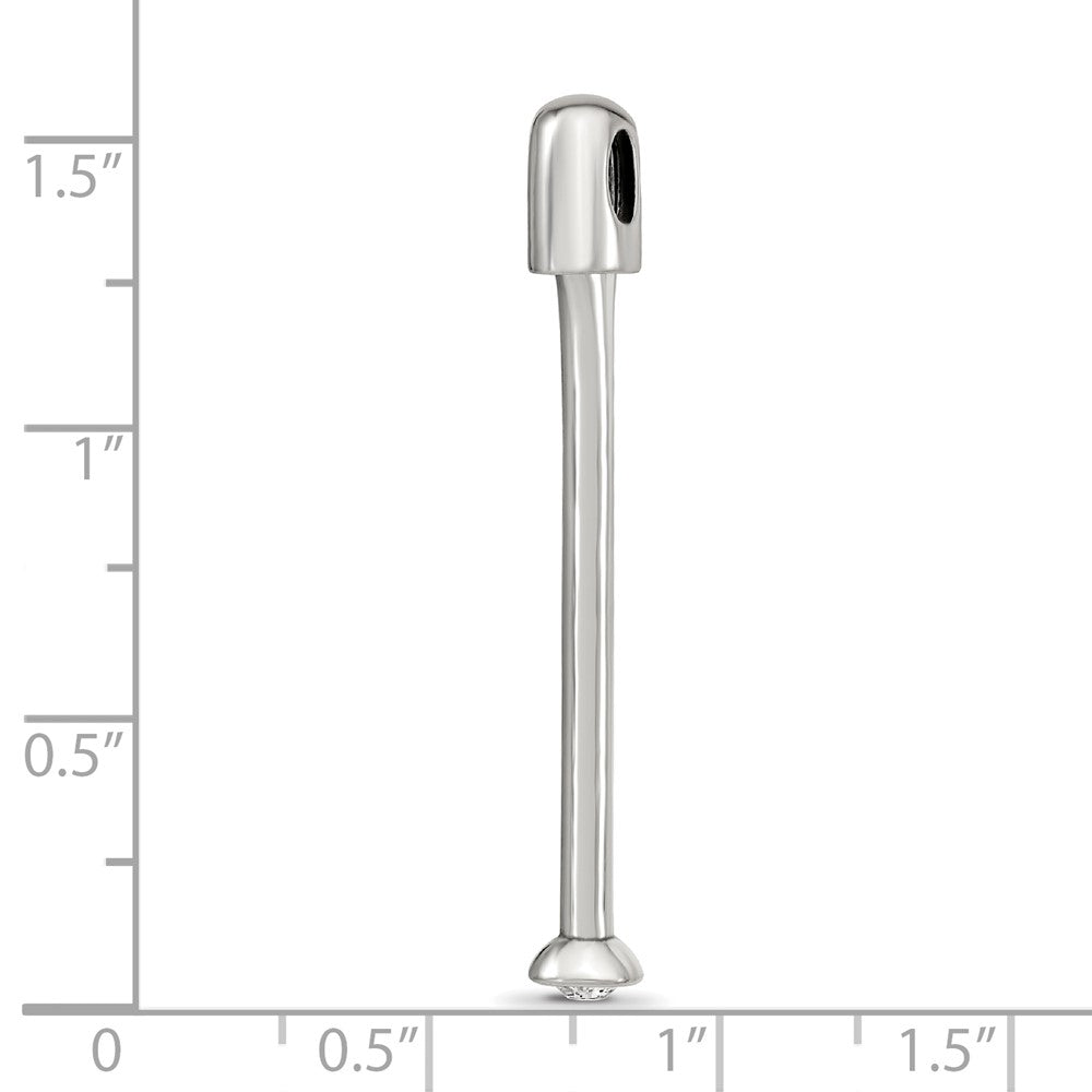 Reflections 925 Sterling Silver Polished Top Crystal Bead 40 x 4 mm.