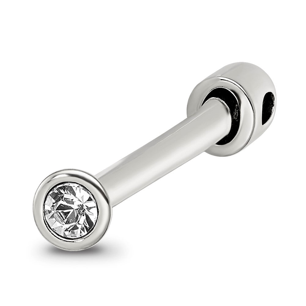 Reflections 925 Sterling Silver Polished Top Crystal Bead 40 x 4 mm.