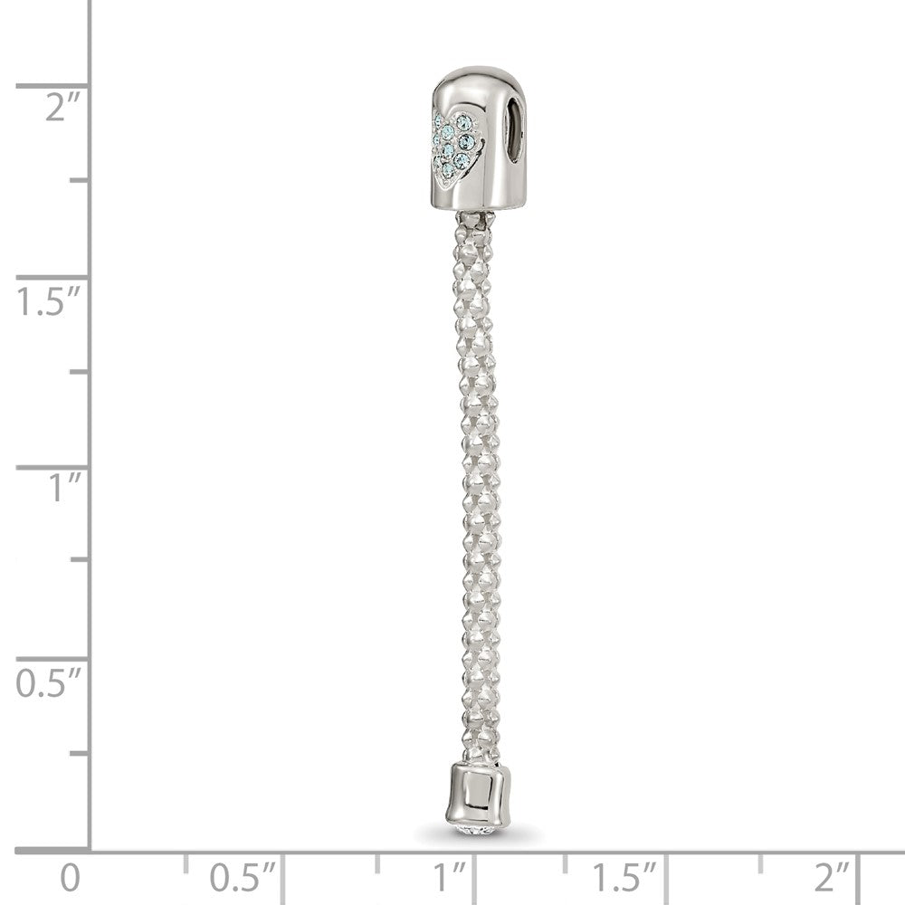 Reflections 925 Sterling Silver Bead Blue Crystal Heart Top Chain Bead Charm 54 x 5 mm.