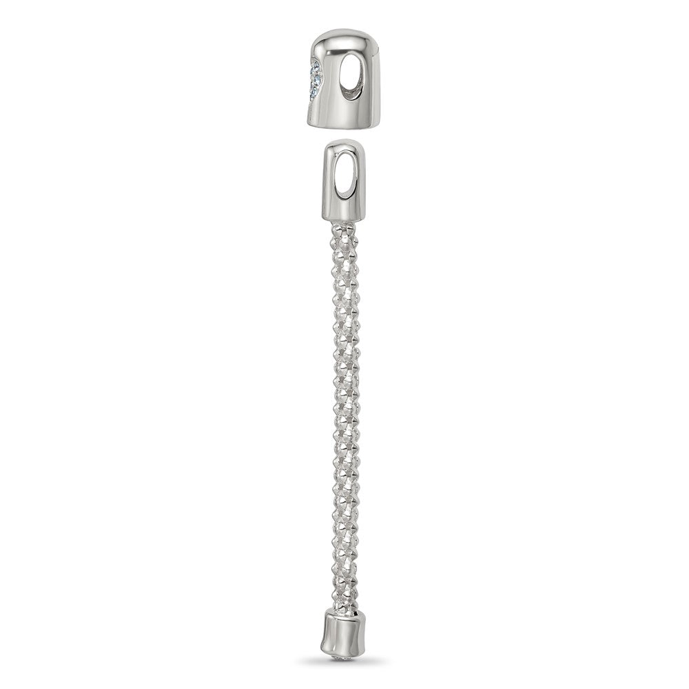 Reflections 925 Sterling Silver Bead Blue Crystal Heart Top Chain Bead Charm 54 x 5 mm.