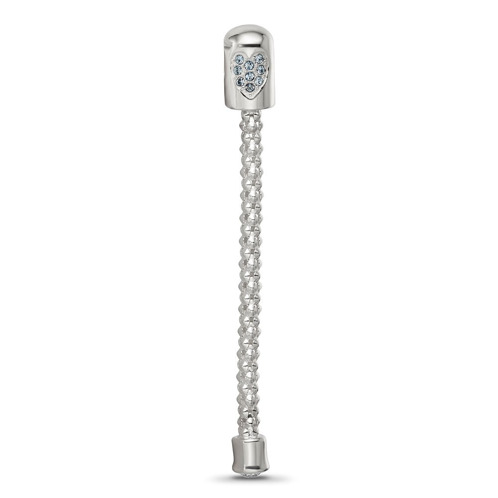 Reflections 925 Sterling Silver Bead Blue Crystal Heart Top Chain Bead Charm 54 x 5 mm.