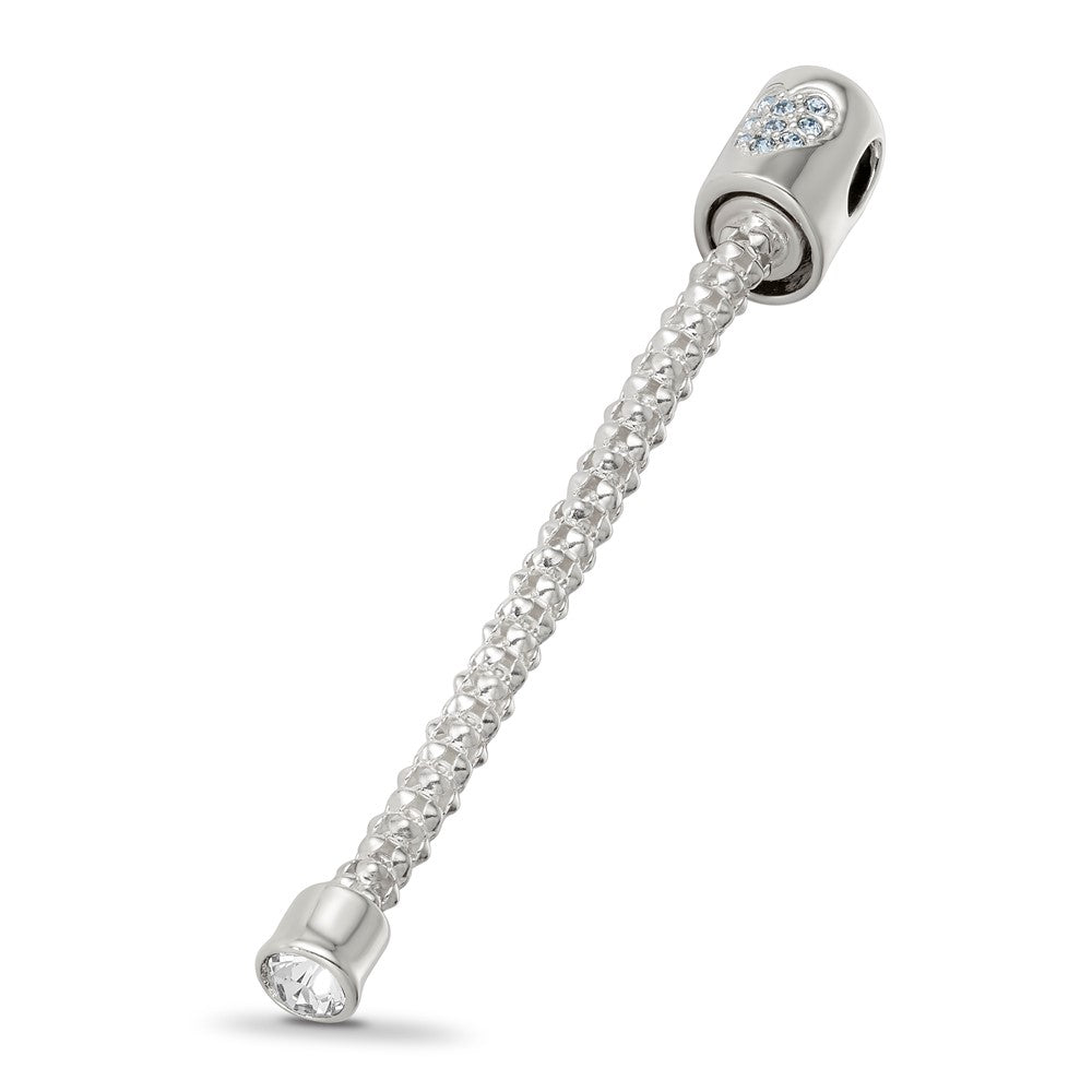 Reflections 925 Sterling Silver Bead Blue Crystal Heart Top Chain Bead Charm 54 x 5 mm.