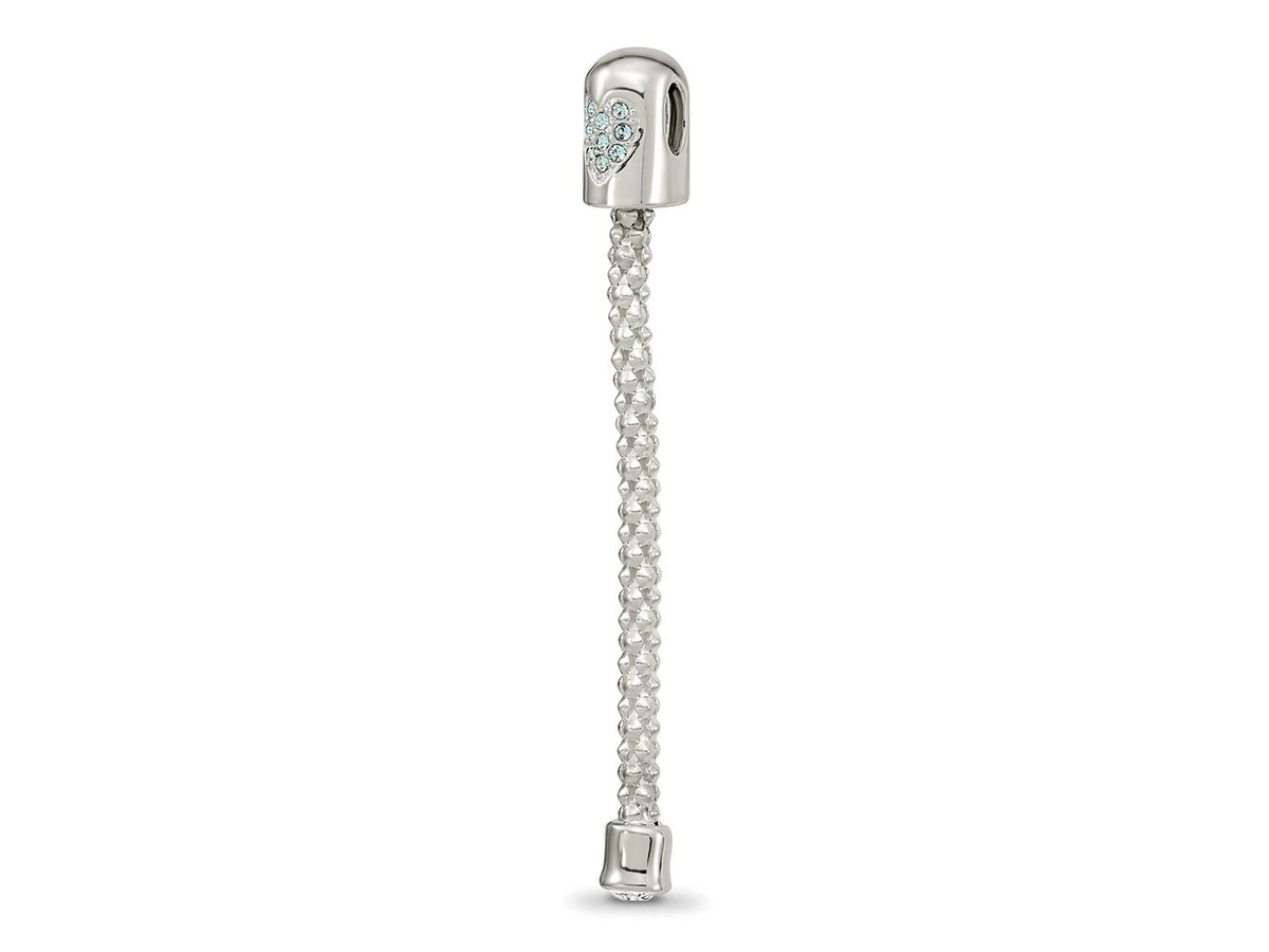 Reflections 925 Sterling Silver Bead Blue Crystal Heart Top Chain Bead Charm 54 x 5 mm.