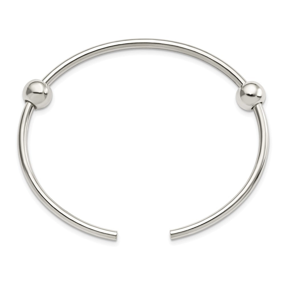 Reflections 925 Sterling Silver Bead and Beaded Polished Includes 2 Stopper Beads Bangle 3 mm