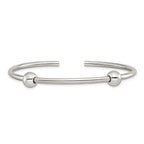 Reflections 925 Sterling Silver Bead and Beaded Polished Includes 2 Stopper Beads Bangle 3 mm