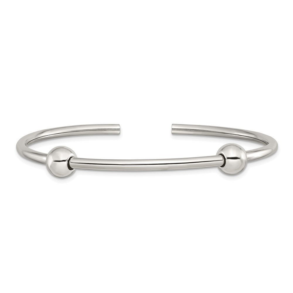 Reflections 925 Sterling Silver Bead and Beaded Polished Includes 2 Stopper Beads Bangle 3 mm