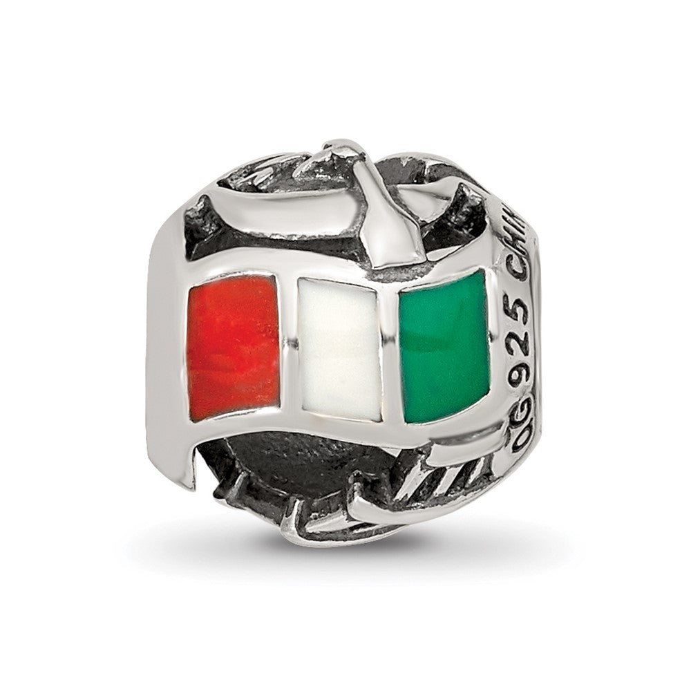 Reflections 925 Sterling Silver Enameled Italy Theme Bead 10 x 10 mm