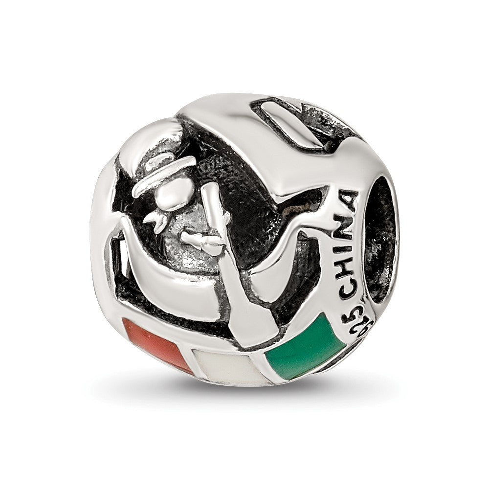 Reflections 925 Sterling Silver Enameled Italy Theme Bead 10 x 10 mm
