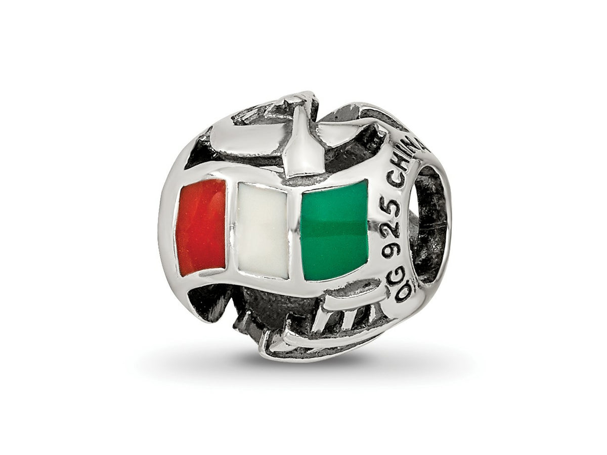 Reflections 925 Sterling Silver Enameled Italy Theme Bead 10 x 10 mm