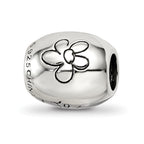 Reflections 925 Sterling Silver Antiqued We Are Family Flower Bead 9 x 10 mm
