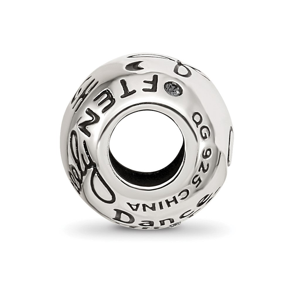 Reflections 925 Sterling Silver Crystals Live Laugh Love Bead 10 x 11 mm