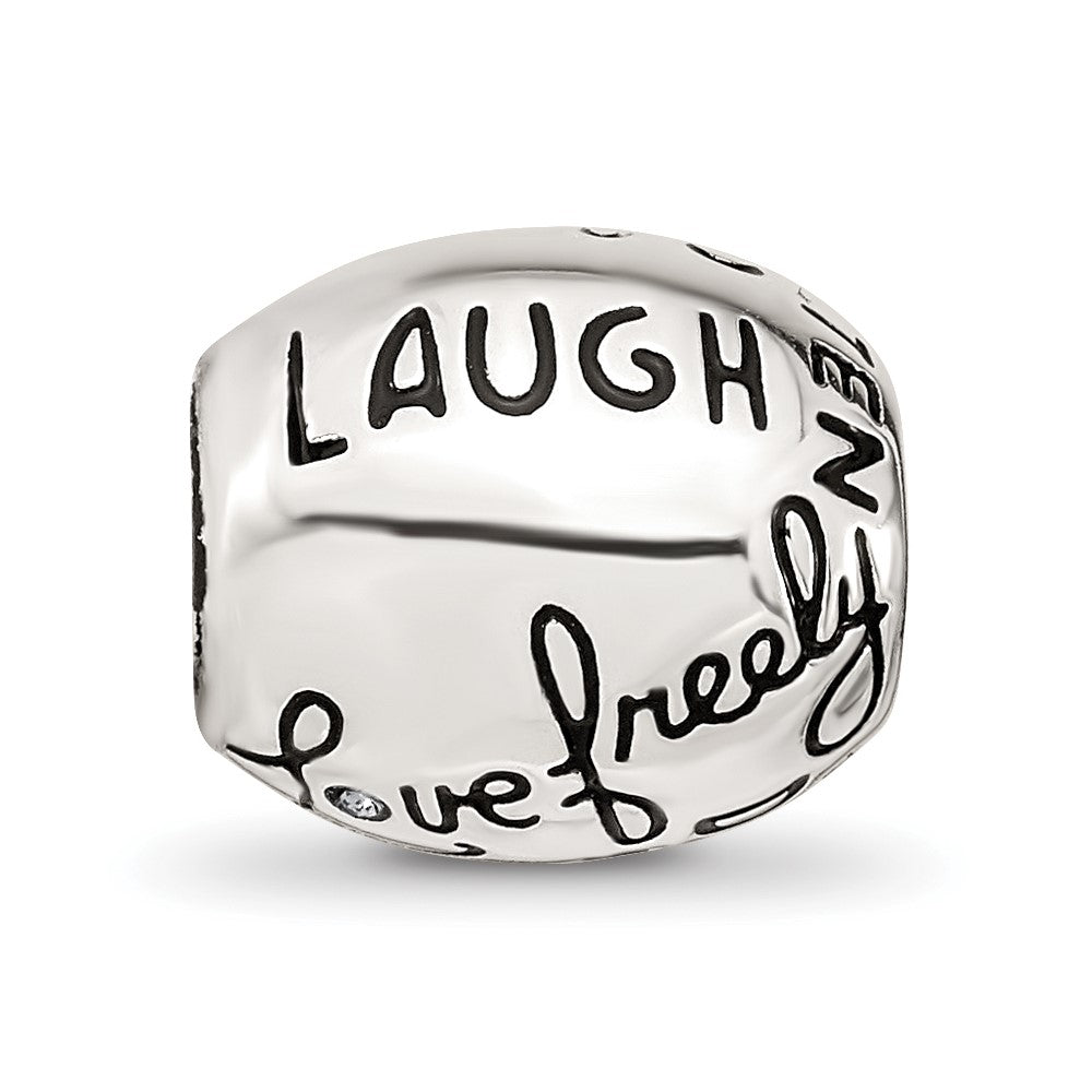 Reflections 925 Sterling Silver Crystals Live Laugh Love Bead 10 x 11 mm