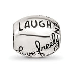 Reflections 925 Sterling Silver Crystals Live Laugh Love Bead 10 x 11 mm