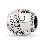 Reflections 925 Sterling Silver Crystals Live Laugh Love Bead 10 x 11 mm