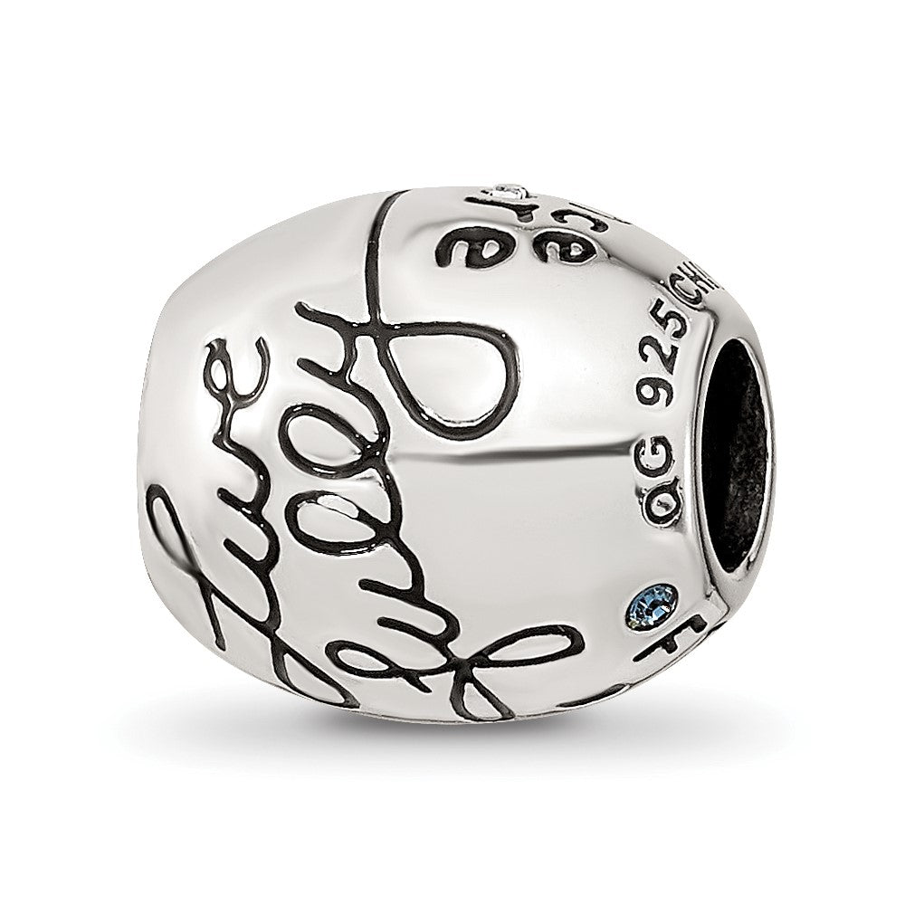 Reflections 925 Sterling Silver Crystals Live Laugh Love Bead 10 x 11 mm