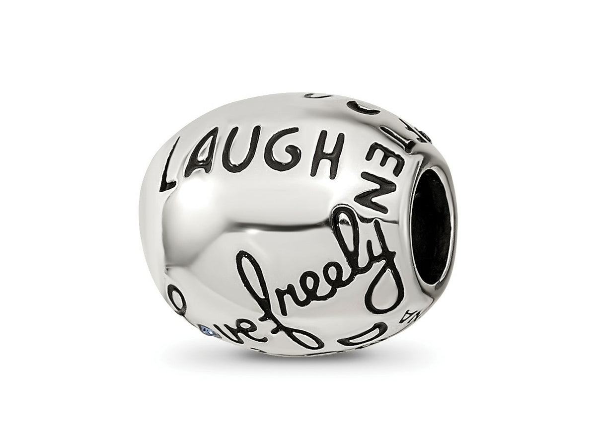 Reflections 925 Sterling Silver Crystals Live Laugh Love Bead 10 x 11 mm