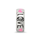 Reflections 925 Sterling Silver Pink Enameled Hearts Love Amour Spacer Bead 9 x 3 mm