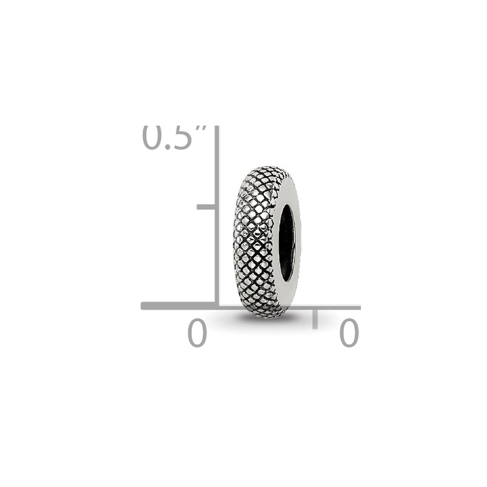 Reflections 925 Sterling Silver Antiqued Textured Gripper Bead 9 x 2 mm