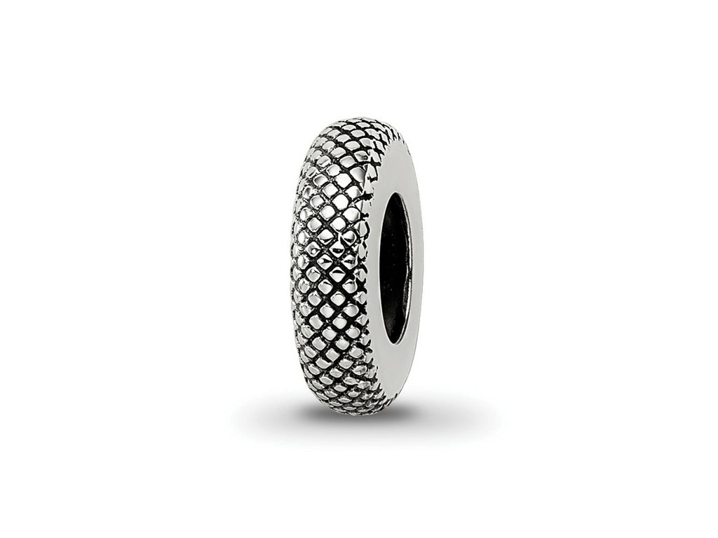 Reflections 925 Sterling Silver Antiqued Textured Gripper Bead 9 x 2 mm