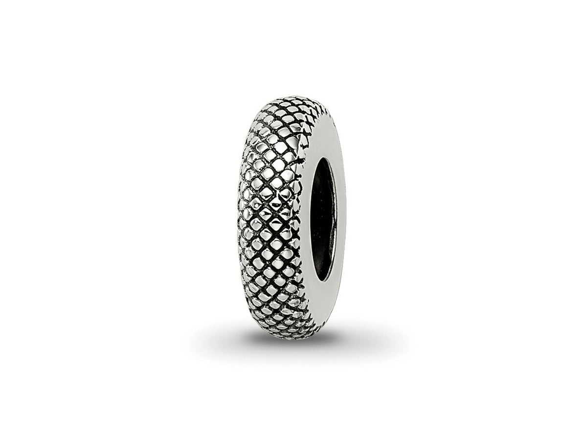 Reflections 925 Sterling Silver Antiqued Textured Gripper Bead 9 x 2 mm