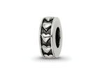 Reflections 925 Sterling Silver Antiqued Hearts Gripper Bead 10 x 3 mm