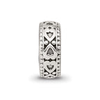 Reflections 925 Sterling Silver Antiqued Bali Hearts Gripper Bead 10 x 4 mm
