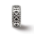 Reflections 925 Sterling Silver Antiqued Bali Hearts Gripper Bead 10 x 4 mm