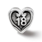 Reflections 925 Sterling Silver 18 Heart Bead 9 x 9 mm