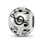 Reflections 925 Sterling Silver Rhodium Plated Enameled Musical Notes Bead 12 x 10 mm