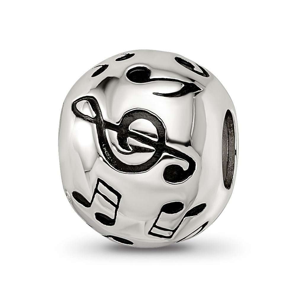 Reflections 925 Sterling Silver Rhodium Plated Enameled Musical Notes Bead 12 x 10 mm