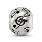 Reflections 925 Sterling Silver Rhodium Plated Enameled Musical Notes Bead 12 x 10 mm