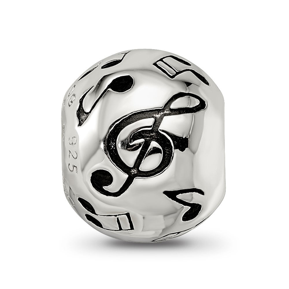 Reflections 925 Sterling Silver Rhodium Plated Enameled Musical Notes Bead 12 x 10 mm