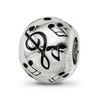 Reflections 925 Sterling Silver Rhodium Plated Enameled Musical Notes Bead 12 x 10 mm