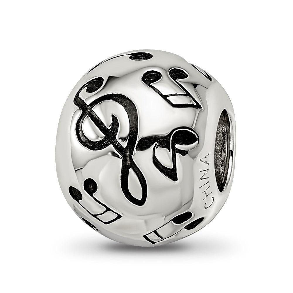 Reflections 925 Sterling Silver Rhodium Plated Enameled Musical Notes Bead 12 x 10 mm