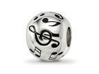 Reflections 925 Sterling Silver Rhodium Plated Enameled Musical Notes Bead 12 x 10 mm